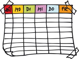 Handgezeichneter leerer Stundenplan mit den Wochentagen Montag bis Freitag